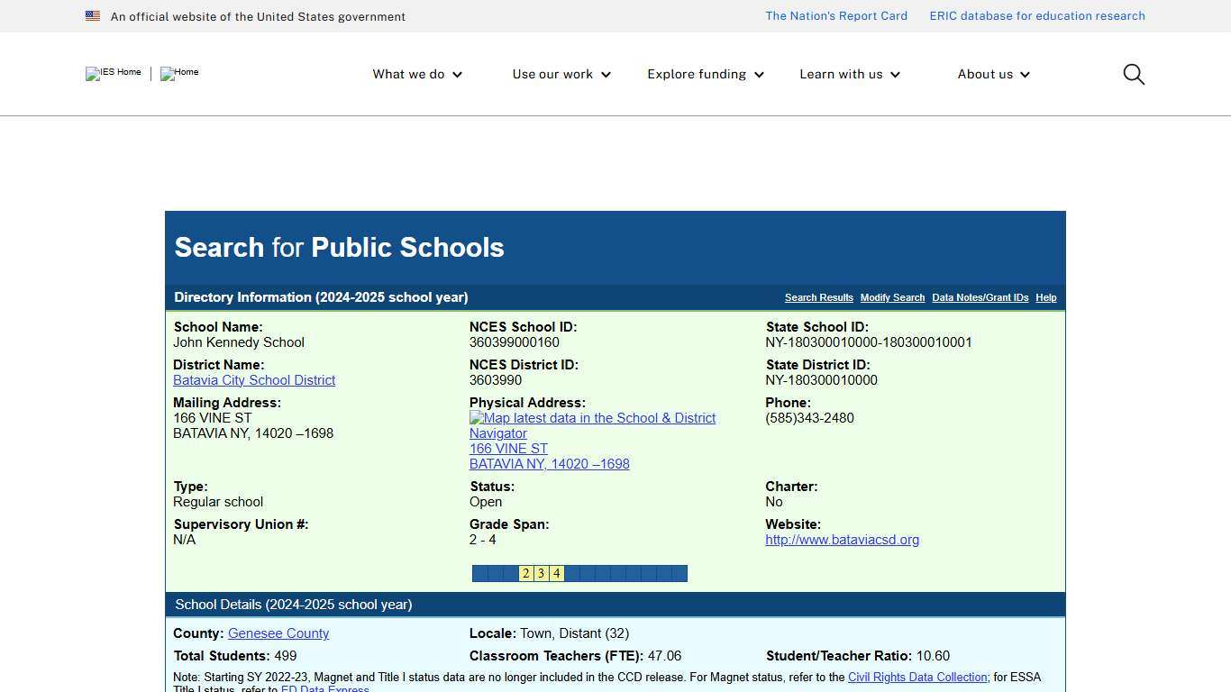 Search for Public Schools - JOHN KENNEDY SCHOOL (360399000160)